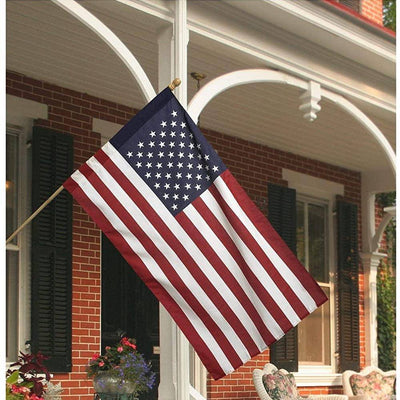 5ft Wood Pole Kit with Poly Cotton American Flag - Made in USA.