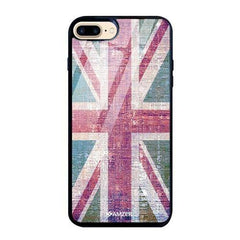 Glass Case Cover:UK flag- Wood texture.