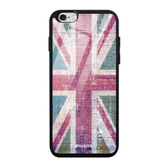 Glass Case Cover:UK flag- Wood texture.