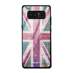 Glass Case Cover:UK flag- Wood texture.