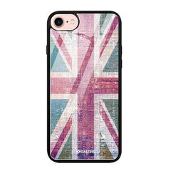 Glass Case Cover:UK flag- Wood texture.