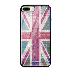 Glass Case Cover:UK flag- Wood texture.