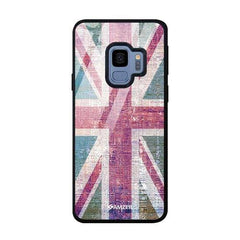 Glass Case Cover:UK flag- Wood texture.