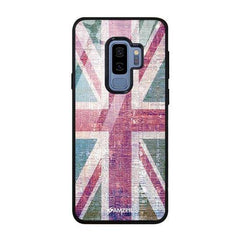 Glass Case Cover:UK flag- Wood texture.