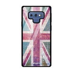 Glass Case Cover:UK flag- Wood texture.