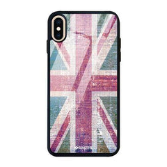 Glass Case Cover:UK flag- Wood texture.