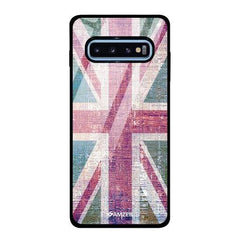 Glass Case Cover:UK flag- Wood texture.
