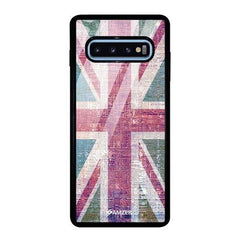 Glass Case Cover:UK flag- Wood texture.