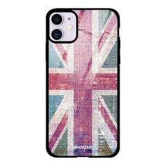 Glass Case Cover:UK flag- Wood texture.