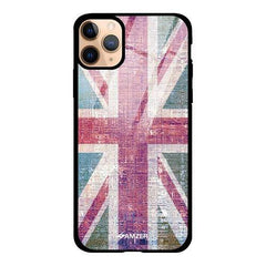Glass Case Cover:UK flag- Wood texture.