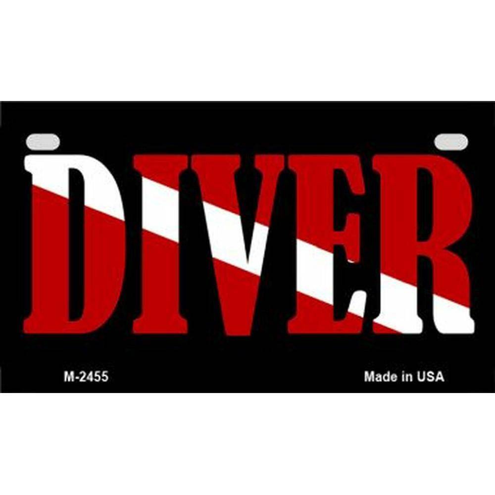 Diver Down Diagonal  Flag License Plate.