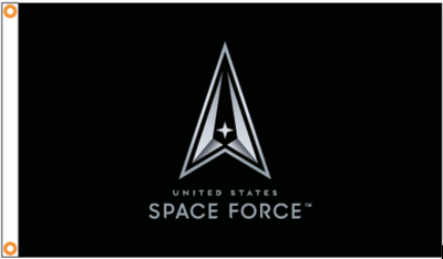 Space Force Logo Black 3x5 ft Flag - Made in USA.