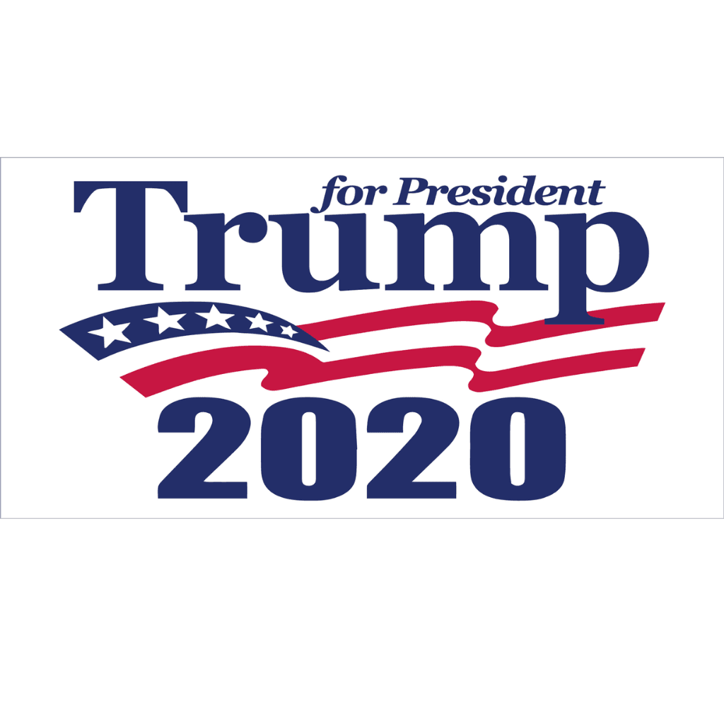 Official White 'Trump for President 2020' Bumper Sticker.