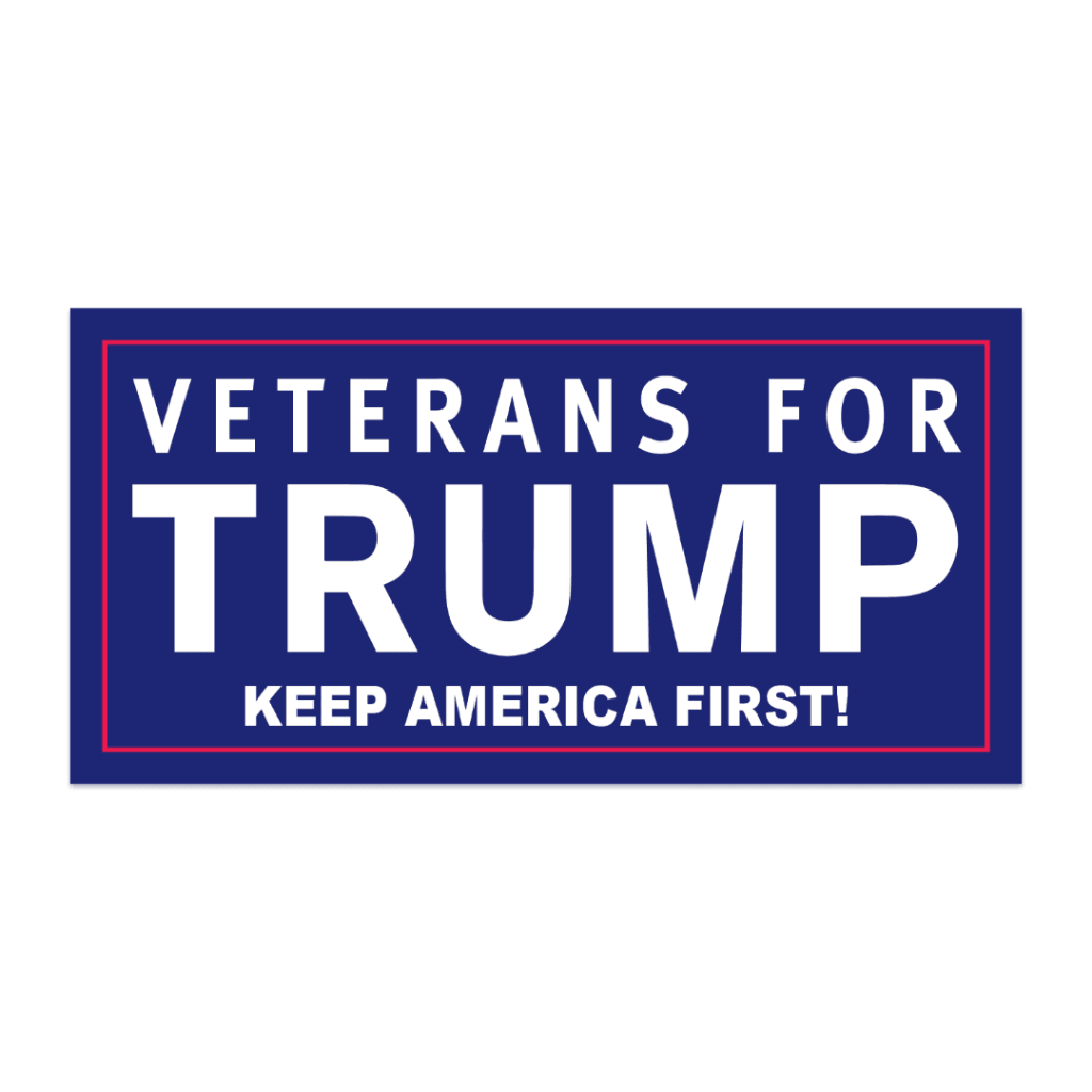 American Veterans for Donald Trump Blue Bumper Sticker.