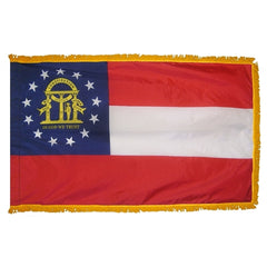 Georgia State Flag - Outdoor - Pole Hem with Optional Fringe- Nylon Made in USA.