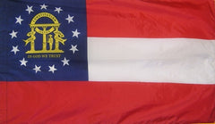 Georgia State Flag - Outdoor - Pole Hem with Optional Fringe- Nylon Made in USA.