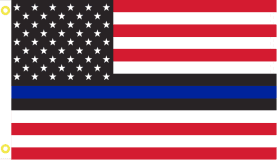 2x3 Police USA Blue Line American Flag.