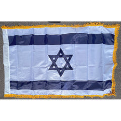 Israel Flag with Fringes Nylon Cut & Sewn.