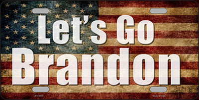 Let's Go Brandon American Flag License Plate - Made in USA.