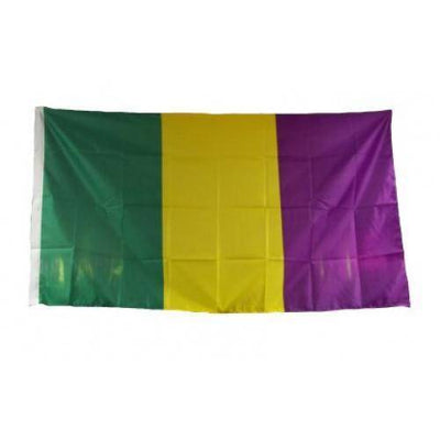 Mardi Gras Cut & Sewn Flag 3x5 ft. Made in USA.