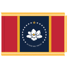Mississippi State Flag -Pole Hem or Fringe-Nylon Made in USA.