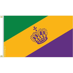 Mardi Gras Royal Crown Flag - Made in USA.