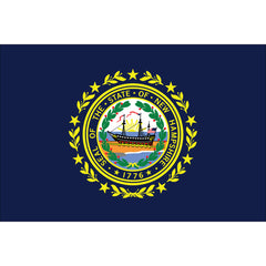 New Hampshire State Flag - Outdoor - Pole Hem with Optional Fringe- Nylon Made in USA.