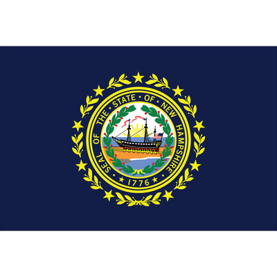 New Hampshire State Flag - Outdoor - Pole Hem with Optional Fringe- Nylon Made in USA.