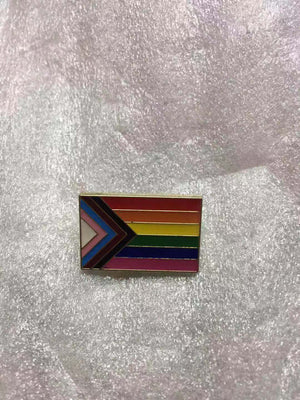 Progress Pride Rainbow Lapel Pin, metal with pin closure. The flags ...