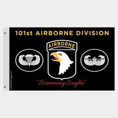 101st Airborne Division "Screaming Eagles"  Black Flag Made in USA.