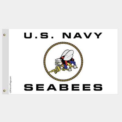 US Navy Seabees White Flag - Made in USA.