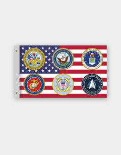 Six Military Branches USA Flag Made in USA