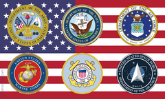 Six Military Branches USA Flag Made in USA
