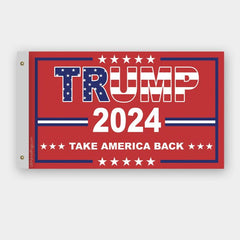 Trump 2024 Take America Back Red White & Blue Flag - Made in USA