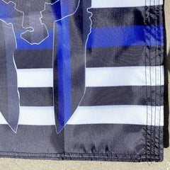 Police Spartan Helmet Thin Blue Line USA Flag - Made in USA Black Header.