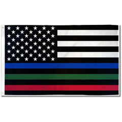 USA Thin Red Blue & Green Line Memorial Outdoor Made in USA.