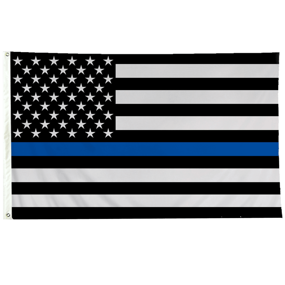 Thin Blue Line USA Flag 3x5 ft - Sewn Outdoor  Made in USA.