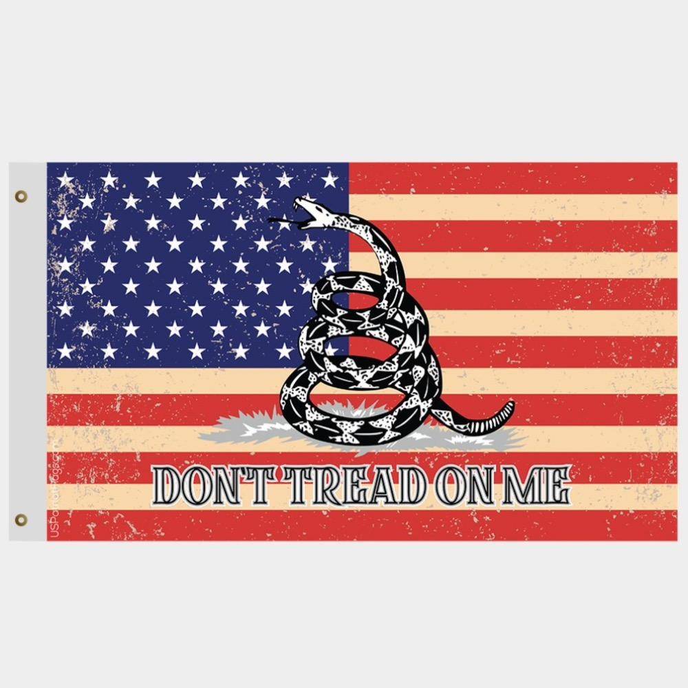 Gadsden Don't Tread on Me USA Vintage Flag - Made in USA.