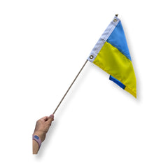 12x18 inch Ukrainian sewn Flag on a Stick.