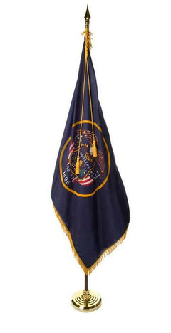 Utah State Flag Pole Hem & Optional Fringe- Nylon Made in USA.