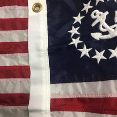 US Yacht Ensign Boat Flag Nylon Sewn & Embroidered Stars Made in USA.