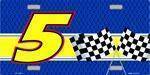Racing #5 with Checkered Flags License Plate.