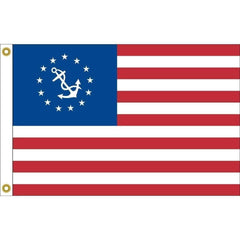 U.S. Yacht Ensign Sewn & Embroidered Nylon Flag 16" x 24" (USA MADE).