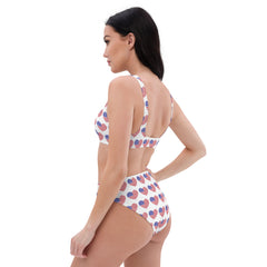 American Flag Heart Recycled high-waisted bikini