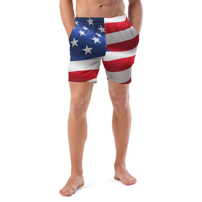 Wavy American Flag Men's swim trunks