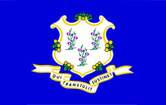 Connecticut State Flag Pole Hem with Optional Fringe- Nylon Made in USA.