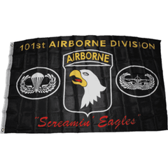 101st Airborne Division "Screaming Eagles"  Black Flag Made in USA.