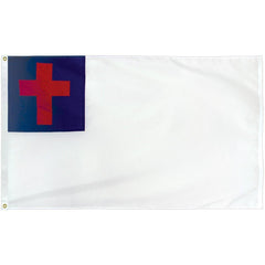 Christian Flag-Nylon Appliqué - Indoor - with Pole Hem (USA Made).