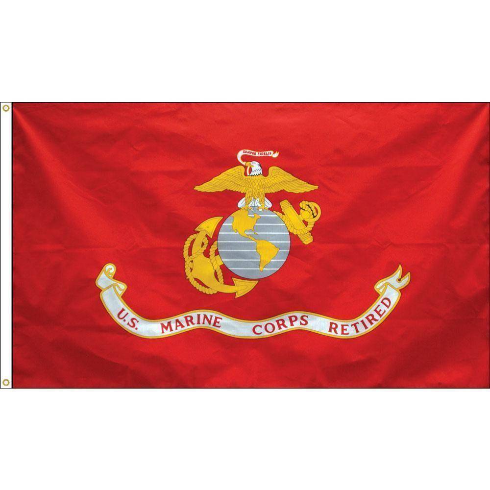 US Marine Corps Retired 3 x 5 E-Poly Flag With Grommets.