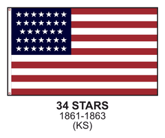 34 Stars Linear USA Flag - Nylon Appliqué Cut and Sewn - Made in USA.